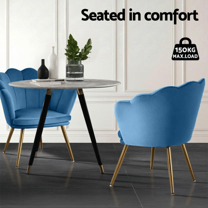 Artiss Armchair Velvet Blue Callista-Armchairs-PEROZ Accessories