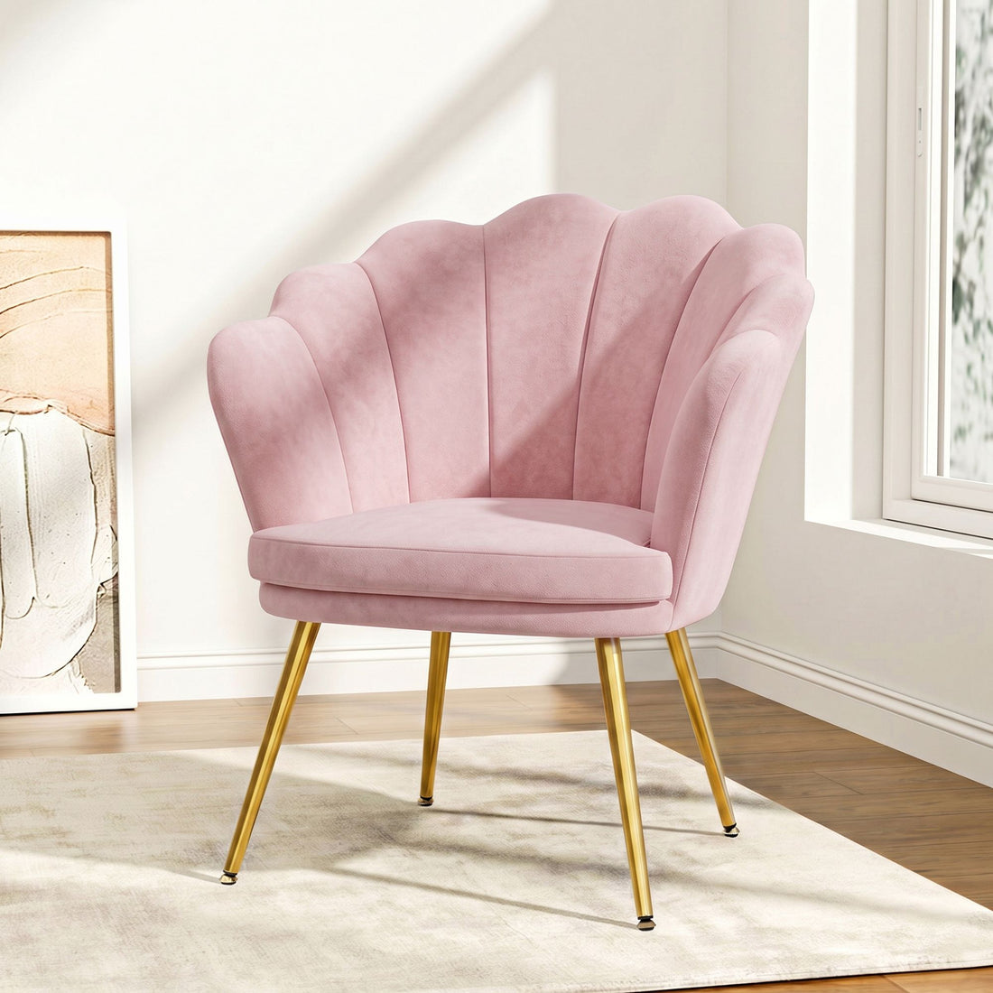 Artiss Armchair Velvet Dining Nursing Lounge Chair Metal Legs Pink-Furniture > Living Room-PEROZ Accessories