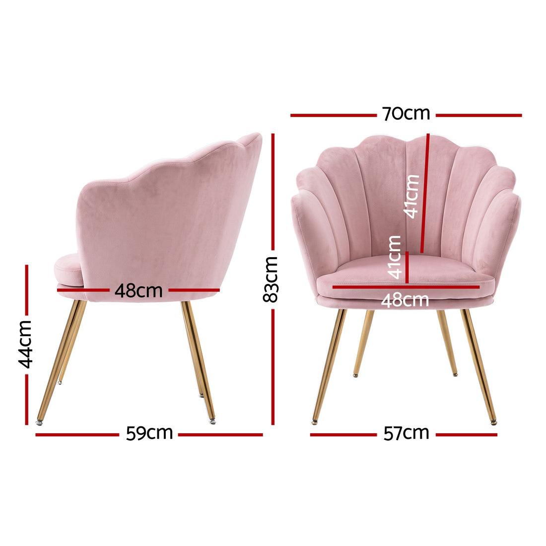 Artiss Armchair Velvet Dining Nursing Lounge Chair Metal Legs Pink-Furniture > Living Room-PEROZ Accessories