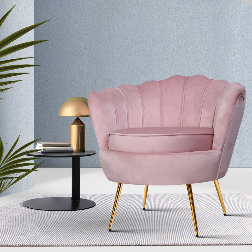 Artiss Armchair Velvet Pink Callista-Furniture &gt; Living Room-PEROZ Accessories