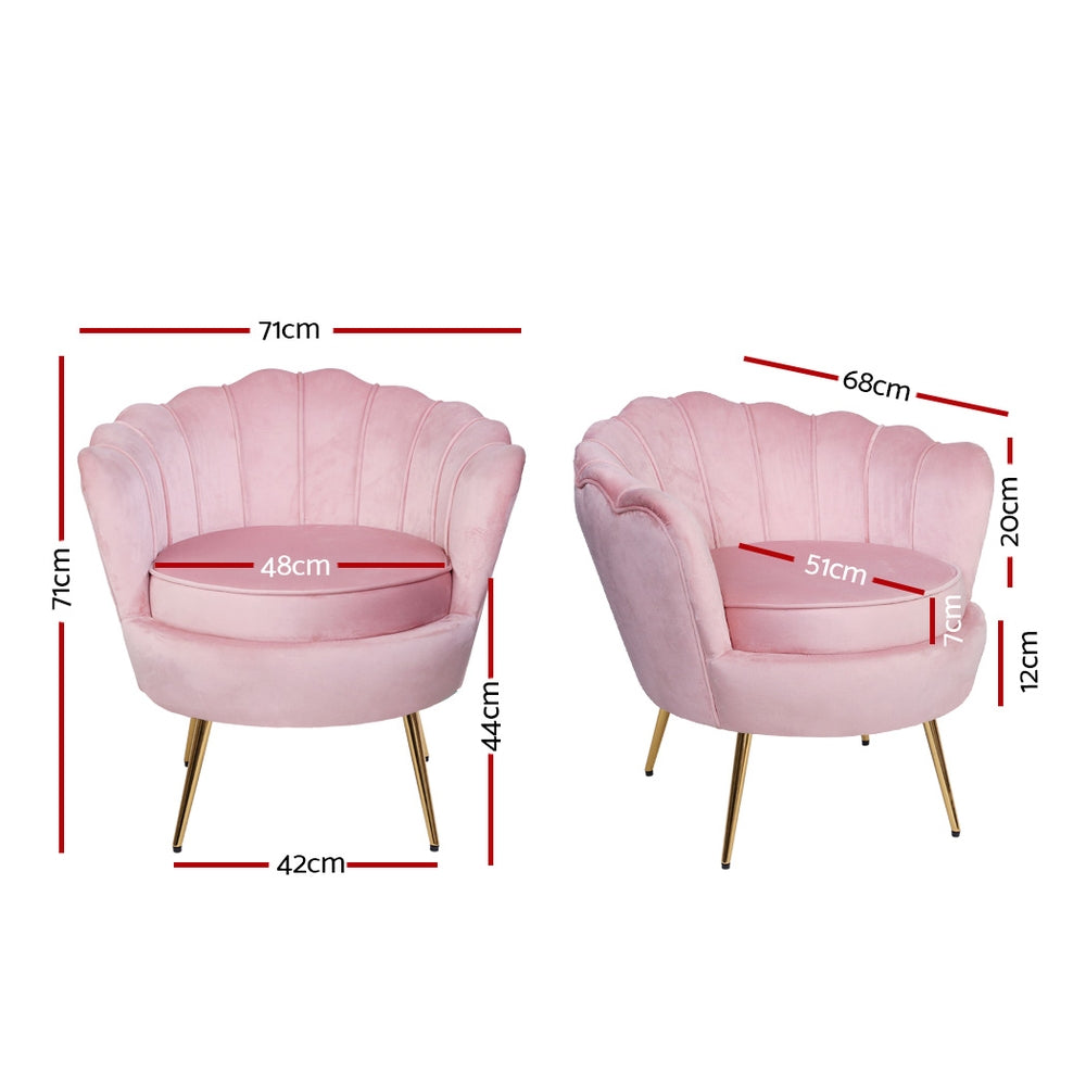 Artiss Armchair Velvet Pink Callista-Furniture &gt; Living Room-PEROZ Accessories