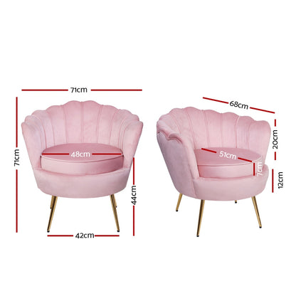 Artiss Armchair Velvet Pink Callista-Furniture &gt; Living Room-PEROZ Accessories