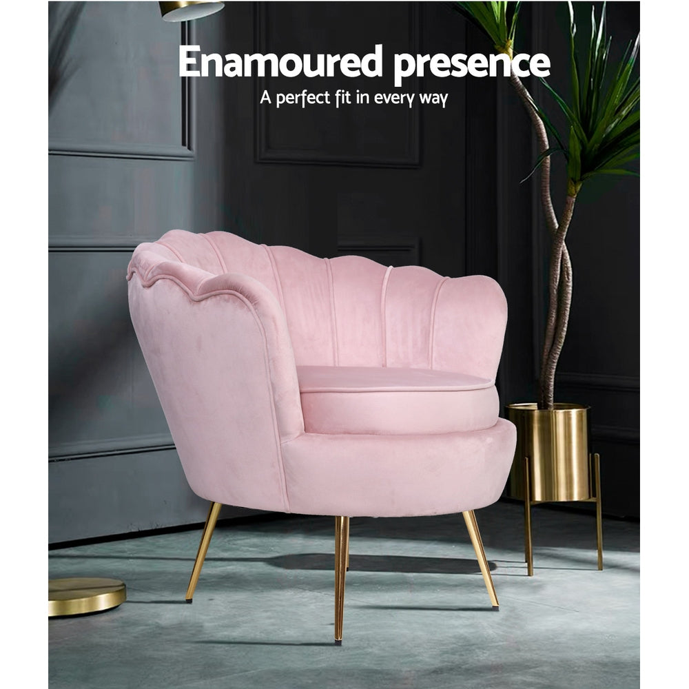 Artiss Armchair Velvet Pink Callista-Furniture &gt; Living Room-PEROZ Accessories
