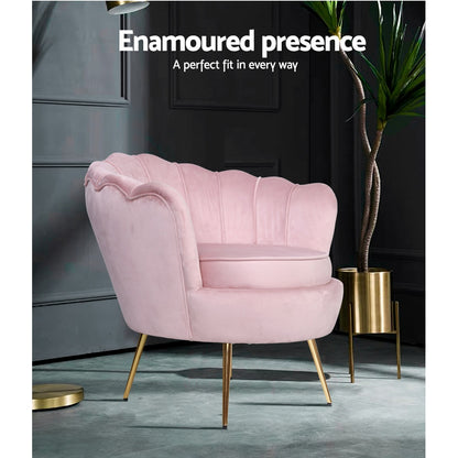 Artiss Armchair Velvet Pink Callista-Furniture &gt; Living Room-PEROZ Accessories