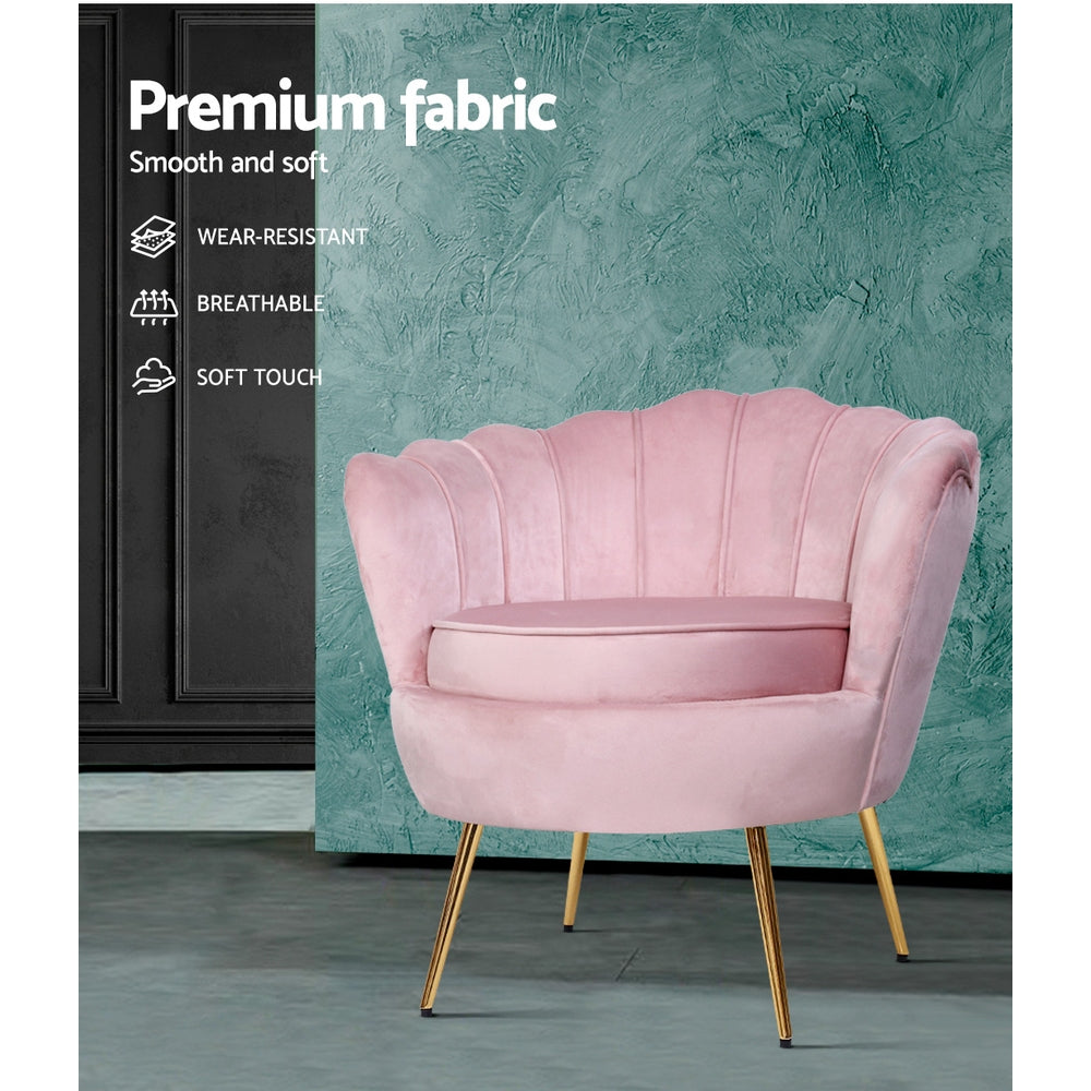 Artiss Armchair Velvet Pink Callista-Furniture &gt; Living Room-PEROZ Accessories