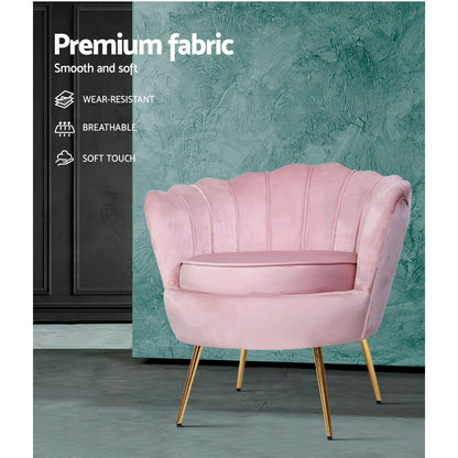 Artiss Armchair Velvet Pink Callista-Furniture &gt; Living Room-PEROZ Accessories