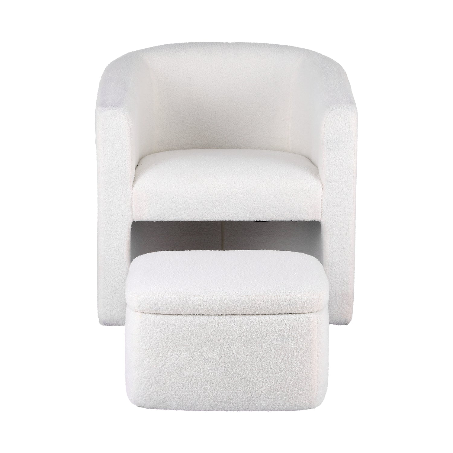 Artiss Armchair Accent Chair w/Ottoman Lounge Footrest Storage Boucle White-Furniture > Bar Stools &amp; Chairs > Arm Chairs &amp; Recliners-PEROZ Accessories