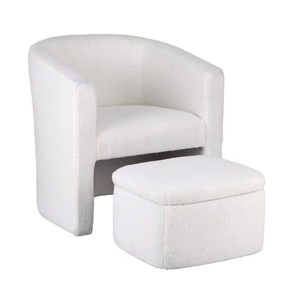 Artiss Armchair Accent Chair w/Ottoman Lounge Footrest Storage Boucle White-Furniture > Bar Stools &amp; Chairs > Arm Chairs &amp; Recliners-PEROZ Accessories