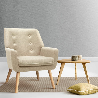 Artiss Armchair Linen Fabric Anne Beige-Armchairs-PEROZ Accessories