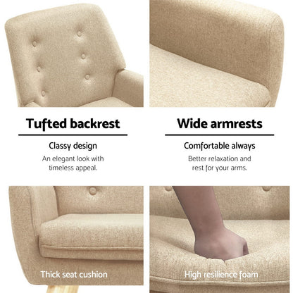 Artiss Armchair Linen Fabric Anne Beige-Armchairs-PEROZ Accessories