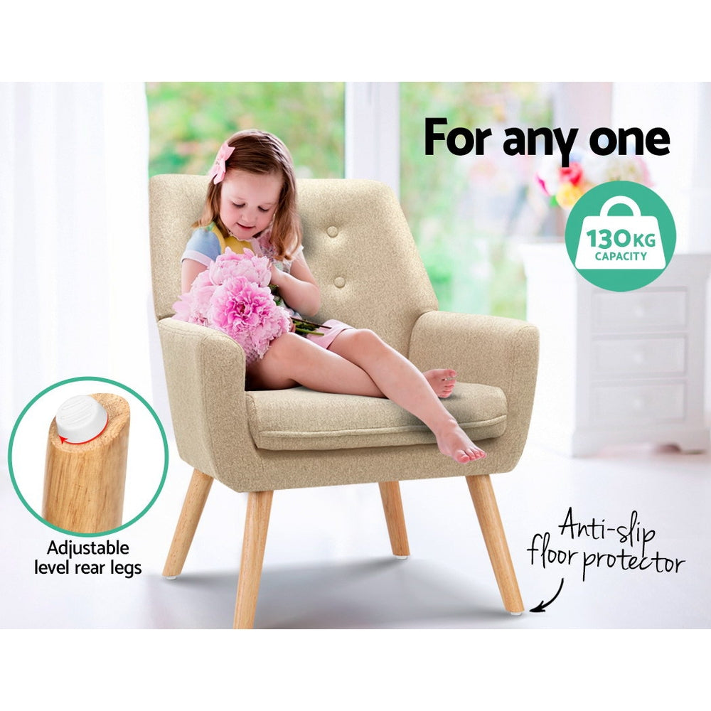 Artiss Armchair Linen Fabric Anne Beige-Armchairs-PEROZ Accessories