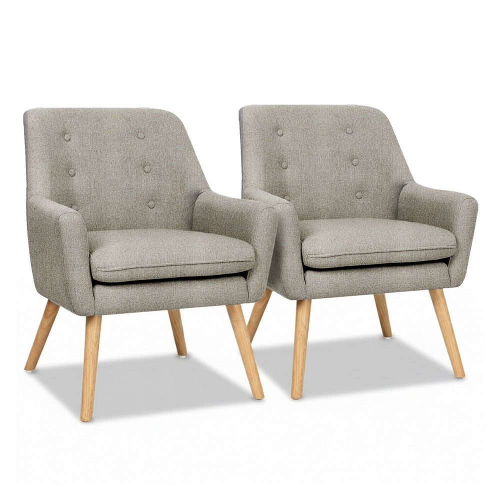 Artiss 2X Armchair Lounge Chair Accent Tub Chair Beige ANNE-Furniture &gt; Bar Stools &amp; Chairs &gt; Arm Chairs &amp; Recliners-PEROZ Accessories