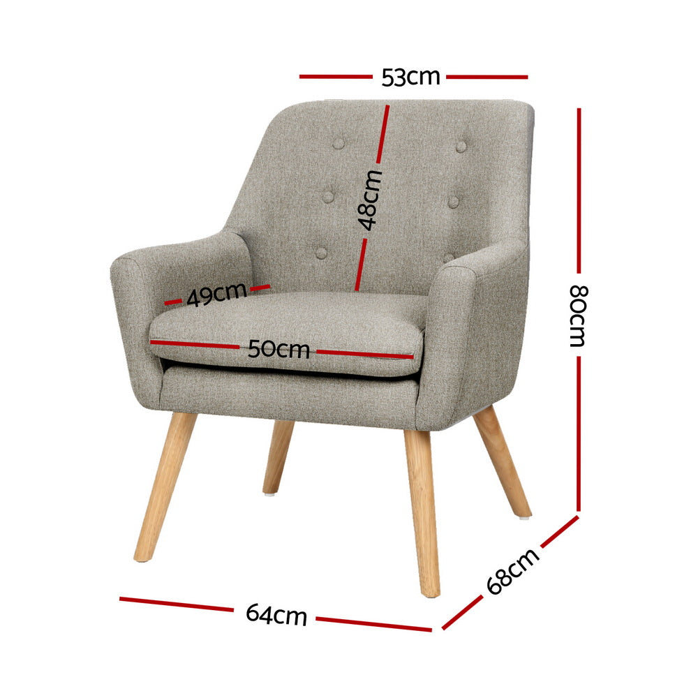 Artiss 2X Armchair Lounge Chair Accent Tub Chair Beige ANNE-Furniture &gt; Bar Stools &amp; Chairs &gt; Arm Chairs &amp; Recliners-PEROZ Accessories