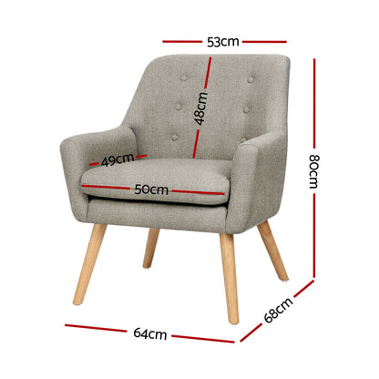 Artiss 2X Armchair Lounge Chair Accent Tub Chair Beige ANNE-Furniture &gt; Bar Stools &amp; Chairs &gt; Arm Chairs &amp; Recliners-PEROZ Accessories