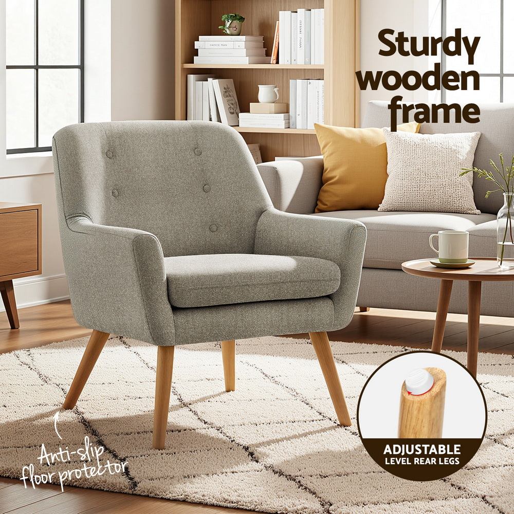 Artiss 2X Armchair Lounge Chair Accent Tub Chair Beige ANNE-Furniture &gt; Bar Stools &amp; Chairs &gt; Arm Chairs &amp; Recliners-PEROZ Accessories