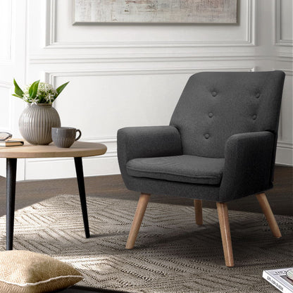 Artiss Armchair Linen Fabric Anne Charcoal-Armchairs-PEROZ Accessories