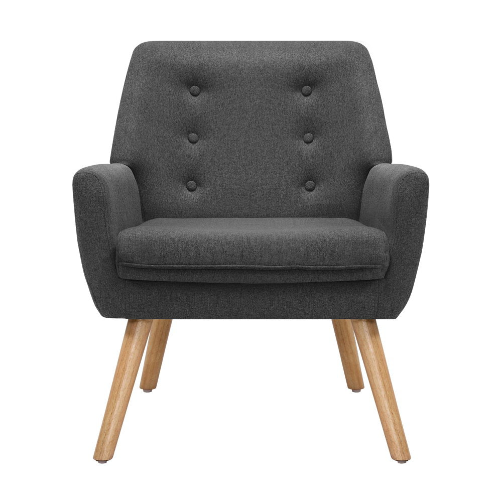 Artiss Armchair Linen Fabric Anne Charcoal-Armchairs-PEROZ Accessories