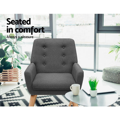 Artiss Armchair Linen Fabric Anne Charcoal-Armchairs-PEROZ Accessories