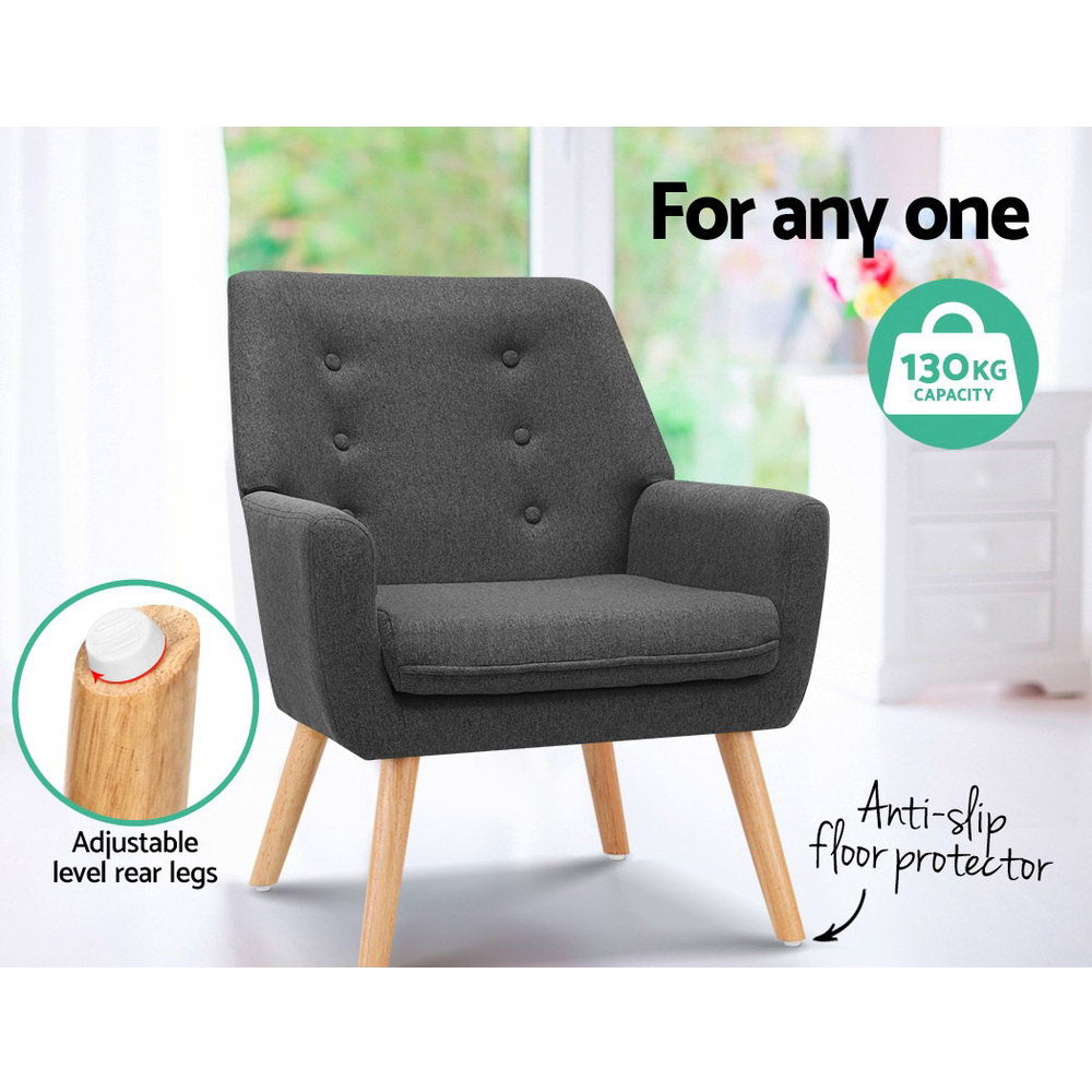 Artiss Armchair Linen Fabric Anne Charcoal-Armchairs-PEROZ Accessories