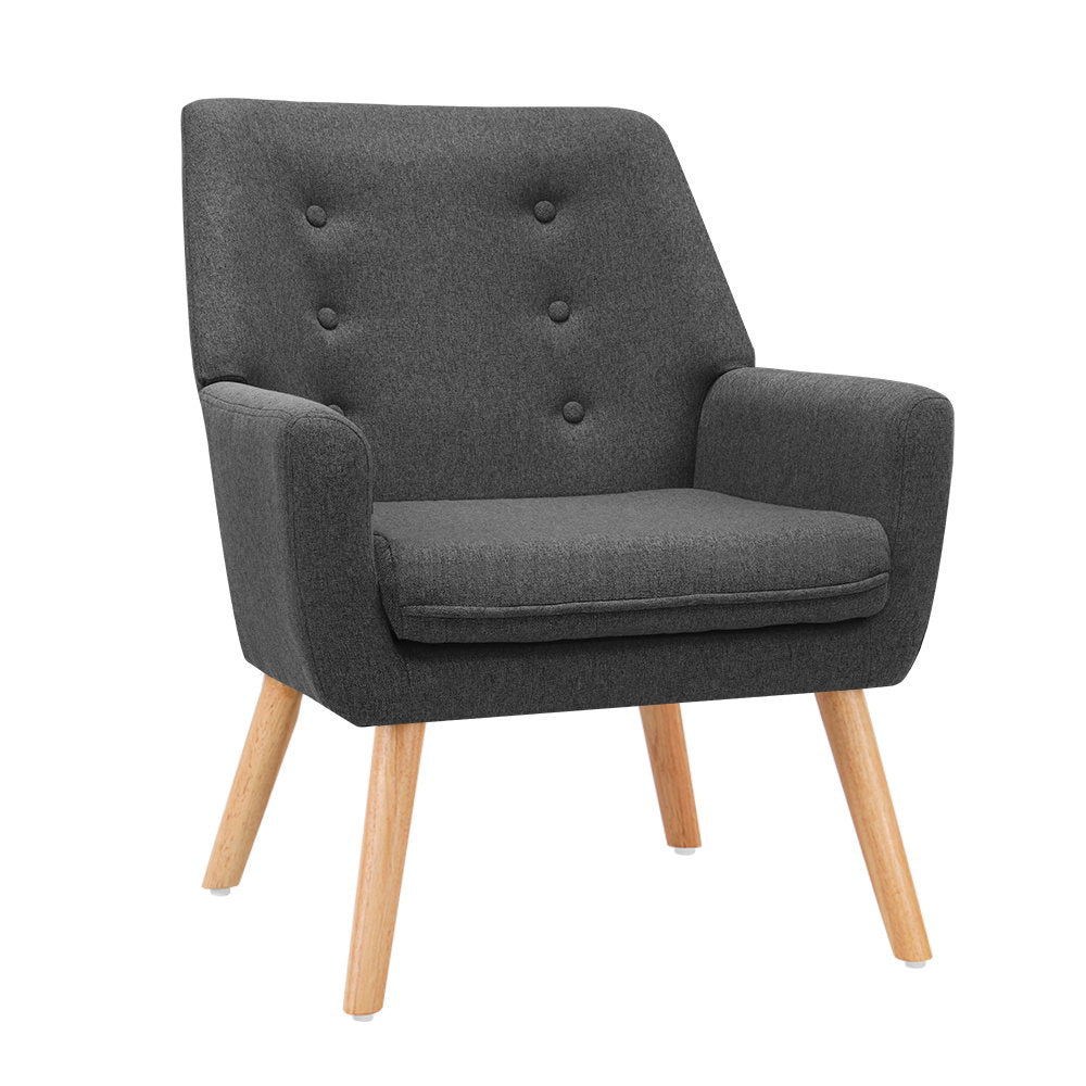 Artiss Armchair Linen Fabric Anne Charcoal-Armchairs-PEROZ Accessories
