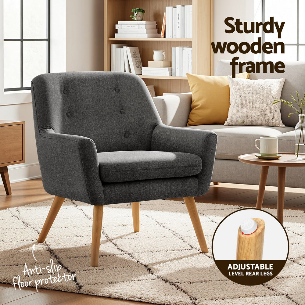 Artiss 2X Armchair Lounge Chair Accent Tub Chair Charcoal ANNE-Furniture &gt; Bar Stools &amp; Chairs &gt; Arm Chairs &amp; Recliners-PEROZ Accessories