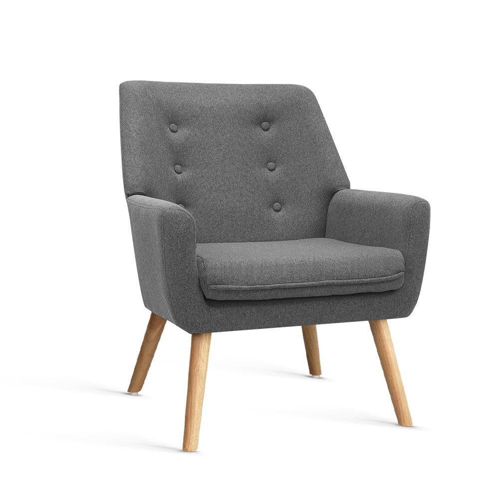 Artiss Armchair Linen Fabric Grey Charcoal-Armchairs-PEROZ Accessories