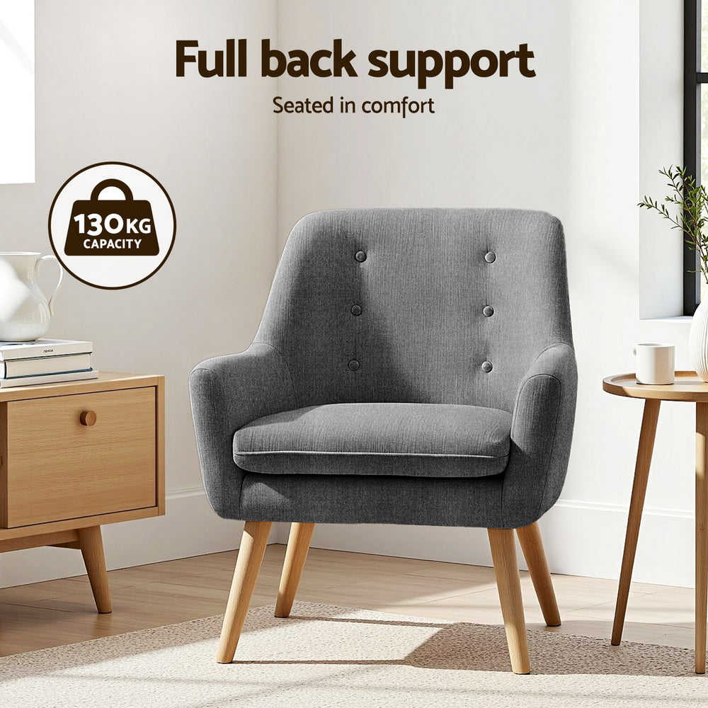 Artiss 2X Armchair Lounge Chair Accent Tub Chair Grey ANNE-Furniture &gt; Bar Stools &amp; Chairs &gt; Arm Chairs &amp; Recliners-PEROZ Accessories