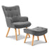 Artiss Armchair Set with Ottoman Grey Lansar-Armchairs-PEROZ Accessories