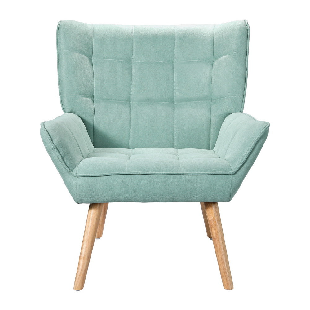 Artiss Armchair Lounge Chair Accent Chairs Sofa Linen Fabric Cushion Seat Blue-Furniture &gt; Bar Stools &amp; Chairs-PEROZ Accessories
