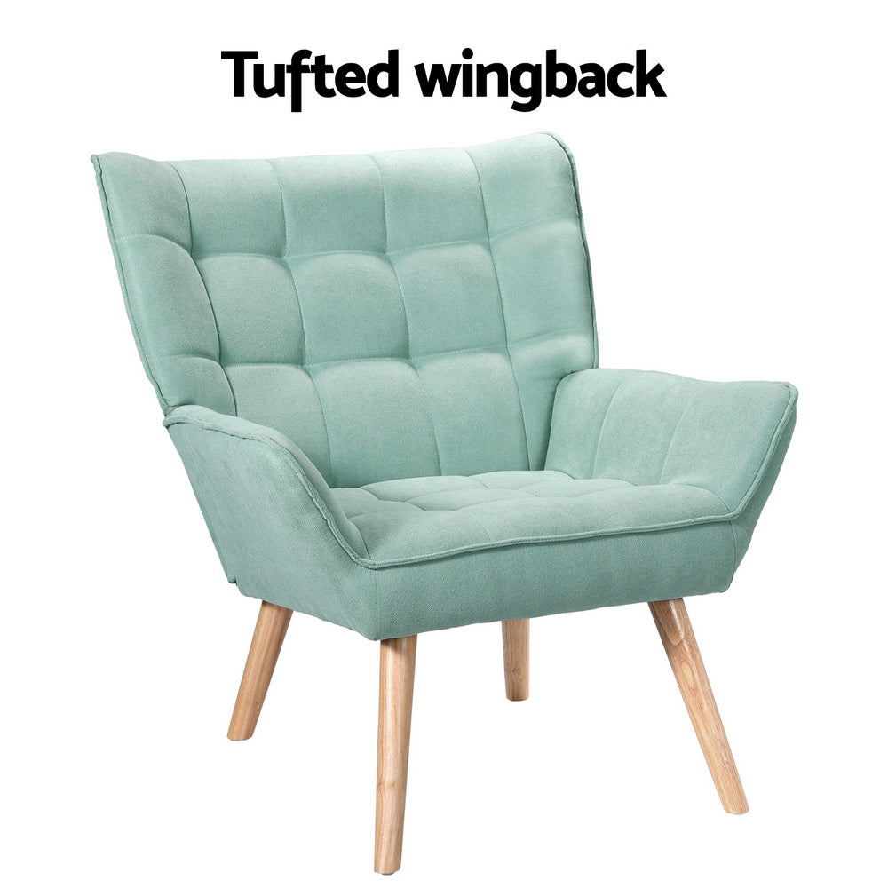 Artiss Armchair Lounge Chair Accent Chairs Sofa Linen Fabric Cushion Seat Blue-Furniture &gt; Bar Stools &amp; Chairs-PEROZ Accessories