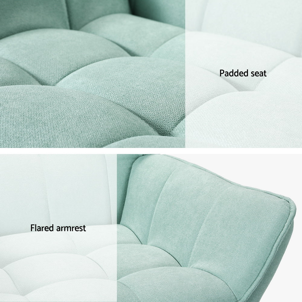 Artiss Armchair Lounge Chair Accent Chairs Sofa Linen Fabric Cushion Seat Blue-Furniture &gt; Bar Stools &amp; Chairs-PEROZ Accessories