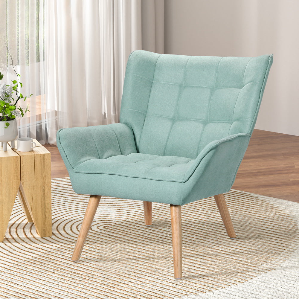 Artiss Armchair Lounge Chair Accent Chairs Sofa Linen Fabric Cushion Seat Blue-Furniture &gt; Bar Stools &amp; Chairs-PEROZ Accessories