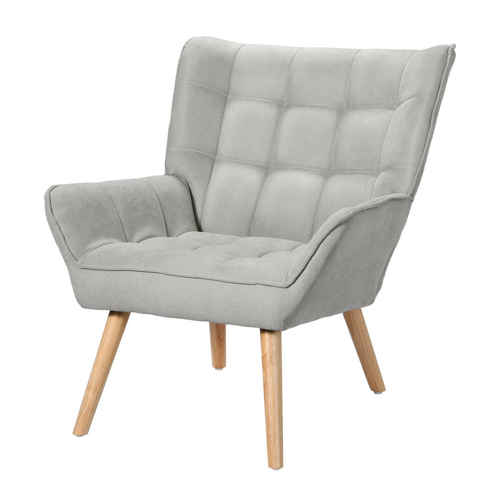 Artiss Armchair Lounge Chair Accent Chairs Sofa Linen Fabric Cushion Seat Grey-Furniture &gt; Bar Stools &amp; Chairs-PEROZ Accessories
