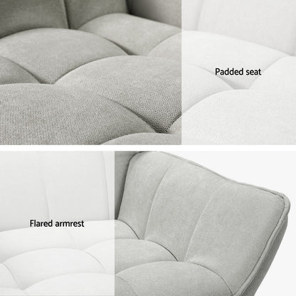 Artiss Armchair Lounge Chair Accent Chairs Sofa Linen Fabric Cushion Seat Grey-Furniture &gt; Bar Stools &amp; Chairs-PEROZ Accessories
