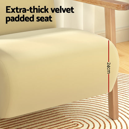 Artiss Armchair Velvet Yellow Olie-Furniture &gt; Bar Stools &amp; Chairs-PEROZ Accessories