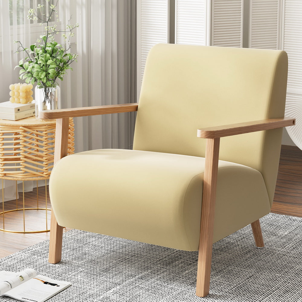 Artiss Armchair Velvet Yellow Olie-Furniture &gt; Bar Stools &amp; Chairs-PEROZ Accessories