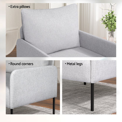Artiss Armchair 4 Seater Sofa Set Pillow Gery Kane-Furniture &gt; Bar Stools &amp; Chairs &gt; Arm Chairs &amp; Recliners-PEROZ Accessories