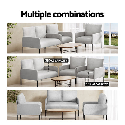 Artiss Armchair 4 Seater Sofa Set Pillow Gery Kane-Furniture &gt; Bar Stools &amp; Chairs &gt; Arm Chairs &amp; Recliners-PEROZ Accessories