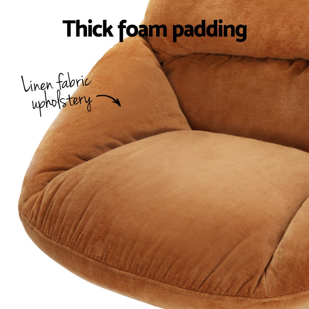 Artiss Armchair Set with Ottoman Linen Fabric Orange Yaro-Furniture &gt; Bar Stools &amp; Chairs-PEROZ Accessories
