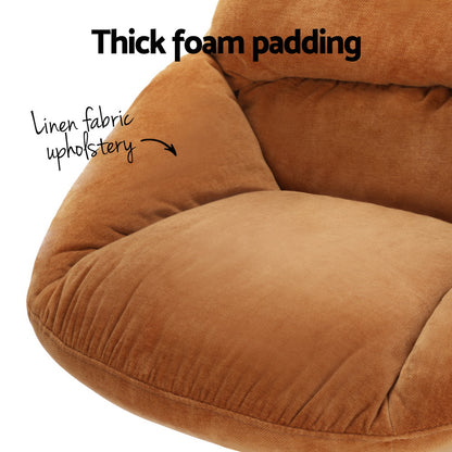 Artiss Armchair Set with Ottoman Linen Fabric Orange Yaro-Furniture &gt; Bar Stools &amp; Chairs-PEROZ Accessories