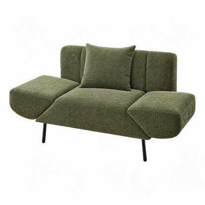Artiss Armchair 3-in-1 Convertible Chenille Lounger and Daybed Green-Furniture > Bar Stools &amp; Chairs > Arm Chairs &amp; Recliners-PEROZ Accessories
