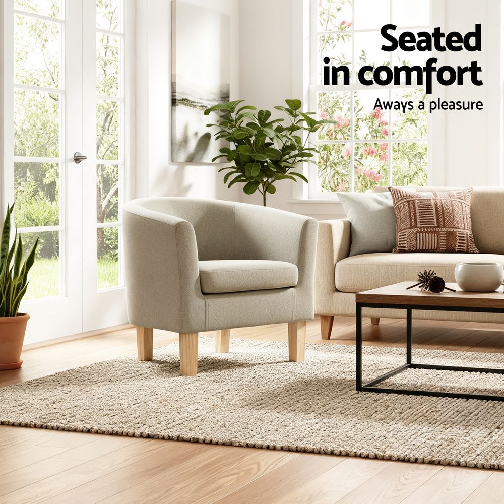 Artiss Armchair Tub Chair Beige Abby-Armchairs-PEROZ Accessories
