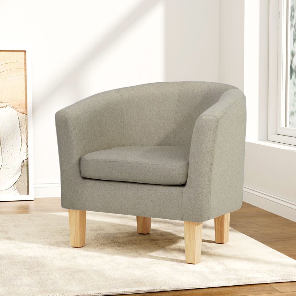 Artiss Armchair Tub Chair Beige Abby-Armchairs-PEROZ Accessories