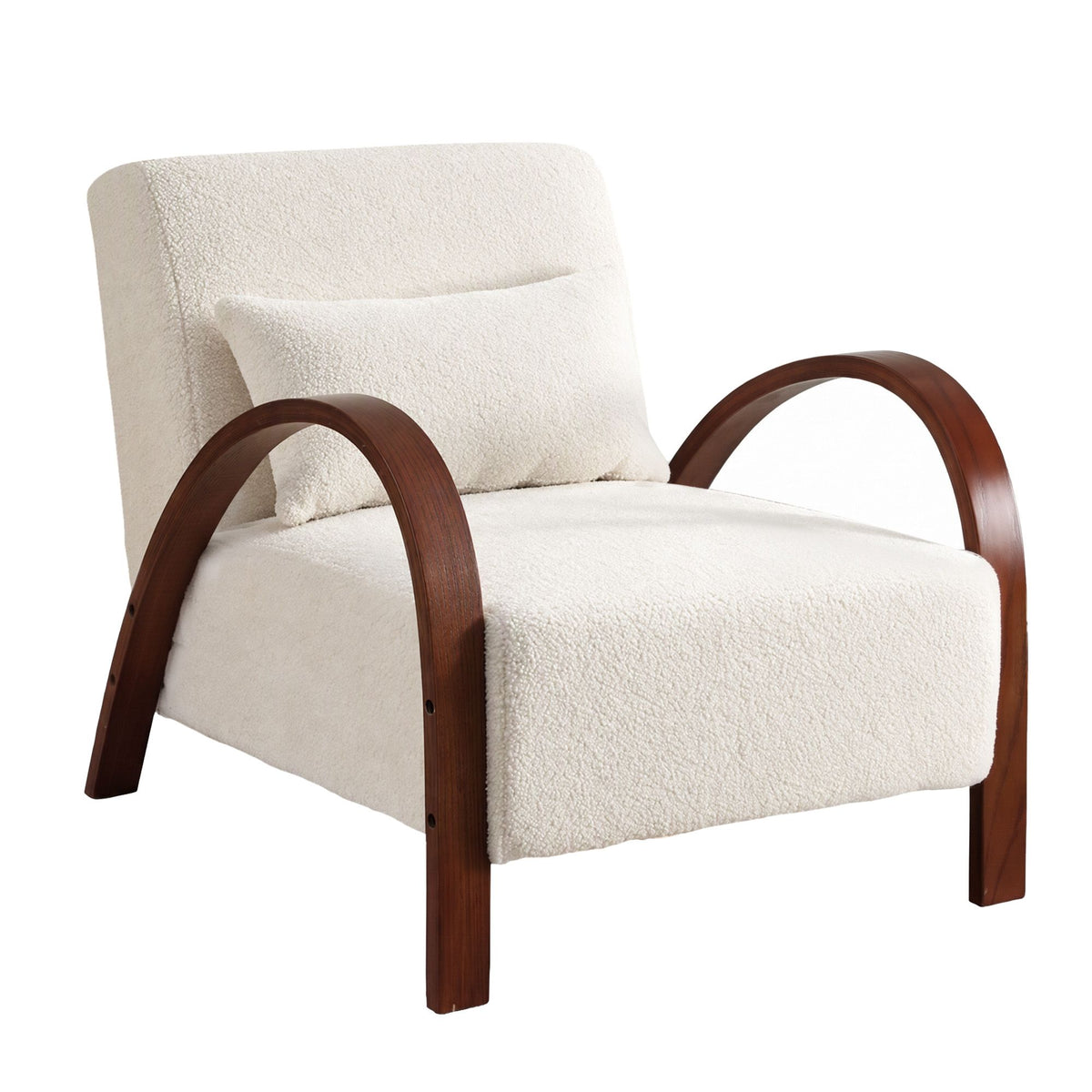 Artiss Teddy Fabric Armchair Curved Bentwood Arms with Cushion Beige-Furniture > Bar Stools &amp; Chairs > Arm Chairs &amp; Recliners-PEROZ Accessories