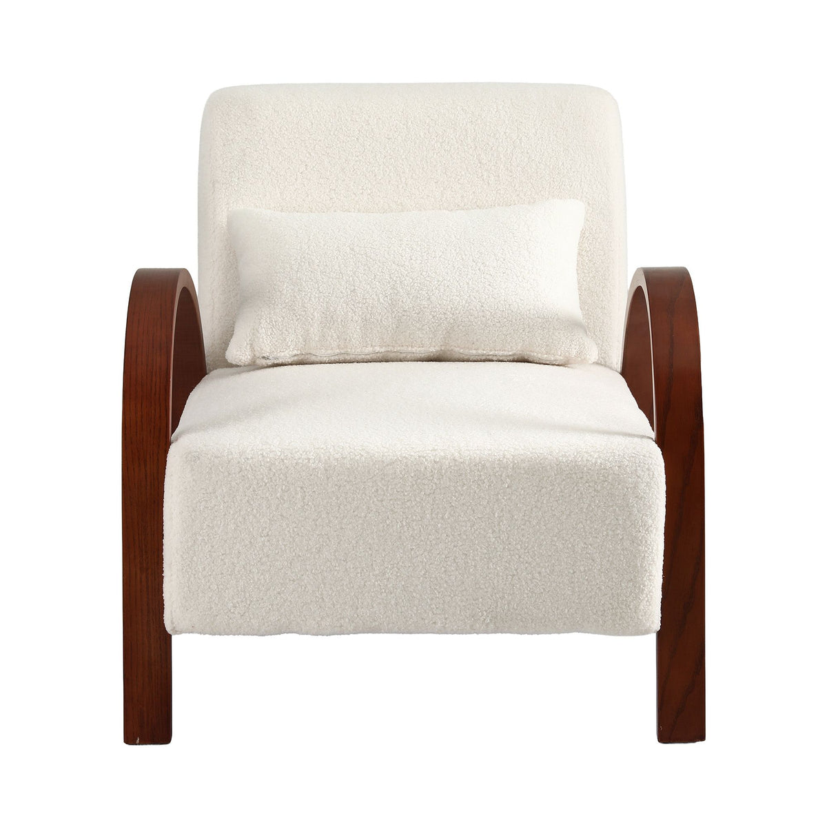Artiss Teddy Fabric Armchair Curved Bentwood Arms with Cushion Beige-Furniture > Bar Stools &amp; Chairs > Arm Chairs &amp; Recliners-PEROZ Accessories