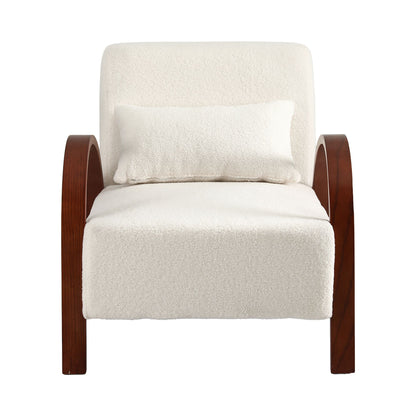 Artiss Teddy Fabric Armchair Curved Bentwood Arms with Cushion Beige-Furniture > Bar Stools &amp; Chairs > Arm Chairs &amp; Recliners-PEROZ Accessories