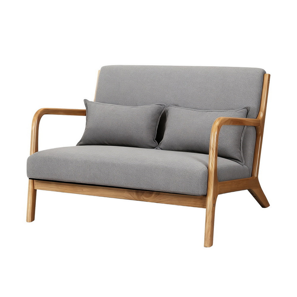 Artiss Armchair 2-seater Loveseat Fabric Grey-Furniture &gt; Bar Stools &amp; Chairs &gt; Arm Chairs &amp; Recliners-PEROZ Accessories