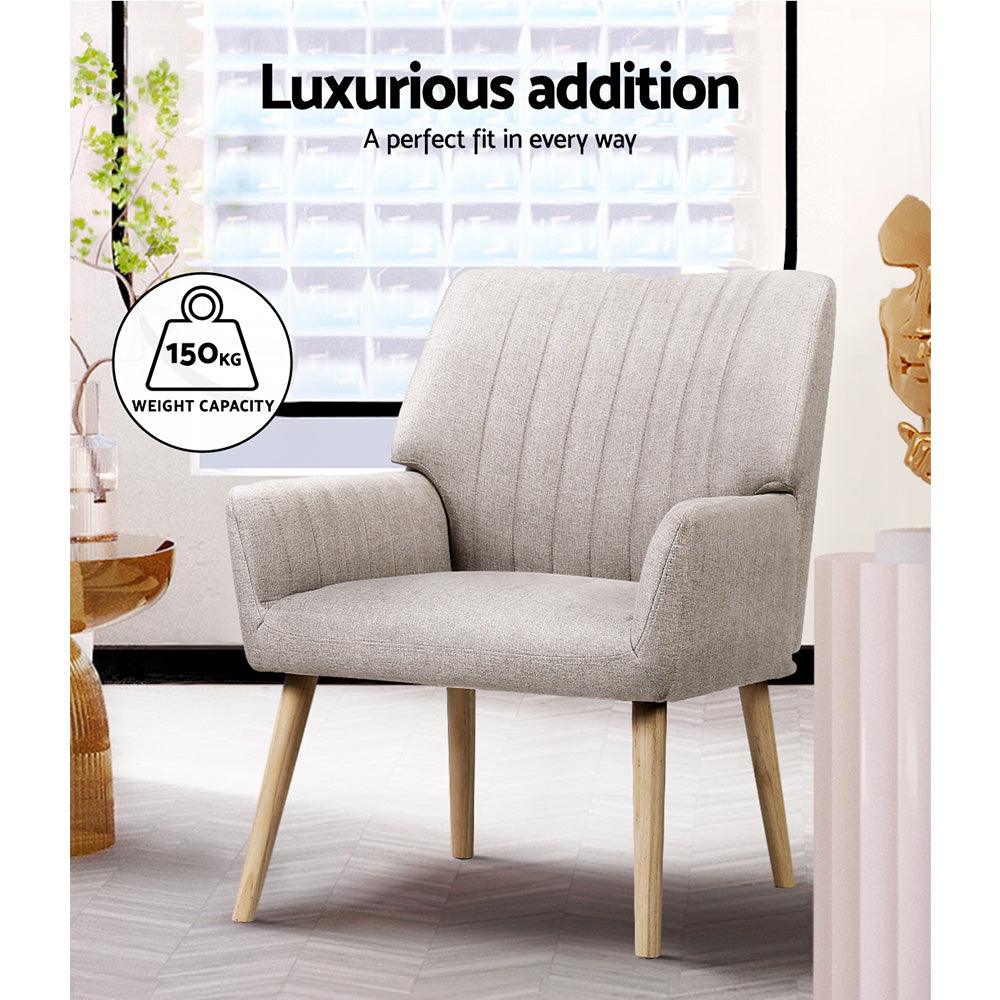 Artiss Armchair Fabric Beige Sebastini-Armchairs-PEROZ Accessories