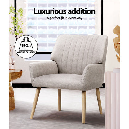 Artiss Armchair Fabric Beige Sebastini-Armchairs-PEROZ Accessories