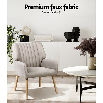 Artiss Armchair Fabric Beige Sebastini-Armchairs-PEROZ Accessories